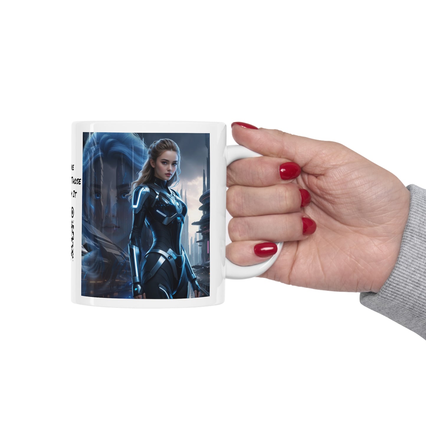 The Allure of Tomorrow | HD Graphic | Sci-Fi | Fantasy Girl | Tech Glam | Digital Beauty | Coffee | Tea | Hot Chocolate | 11oz | White Mug