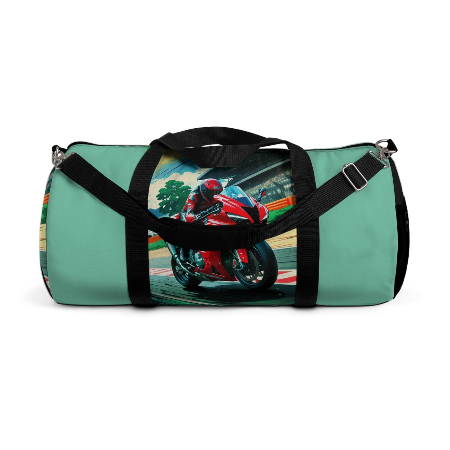 Motorcycle Racer Duffel Bag - Sporty Travel Gym Bag for Bike Enthusiasts