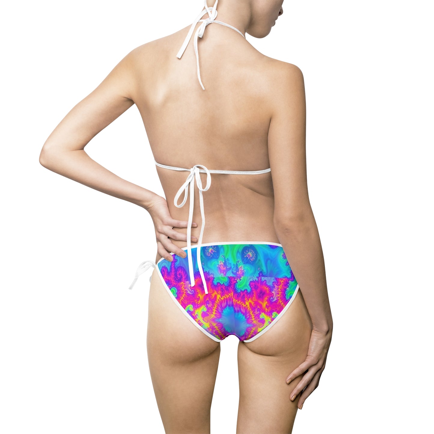 Psychedelic Tie-String Bikini Swimsuit for Women - Colorful Summer Beachwear
