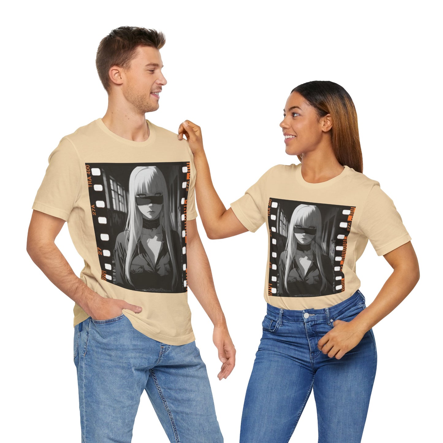 Vintage Style Unisex Jersey Tee with Edgy Filmstrip Design