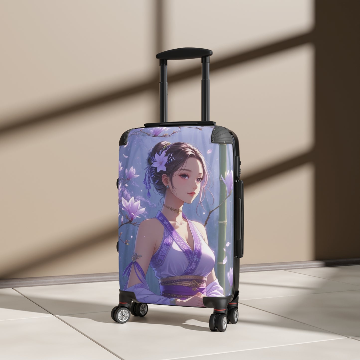 Serene Floral Art Suitcase - Stylish Travel Luggage for Women
