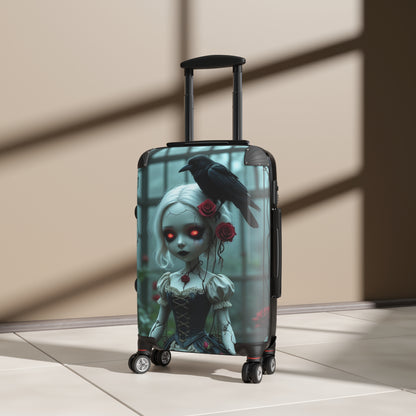 Gothic Doll Design Suitcase - Perfect Travel Companion for Halloween and Fantasy Lovers