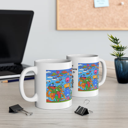 Abstraction | Abstract | Art | Colorful | Trendy | Graphic | Funny | UFO | Aliens | Coffe | Tea | Hot Chocolate | Ceramic Mug |11oz