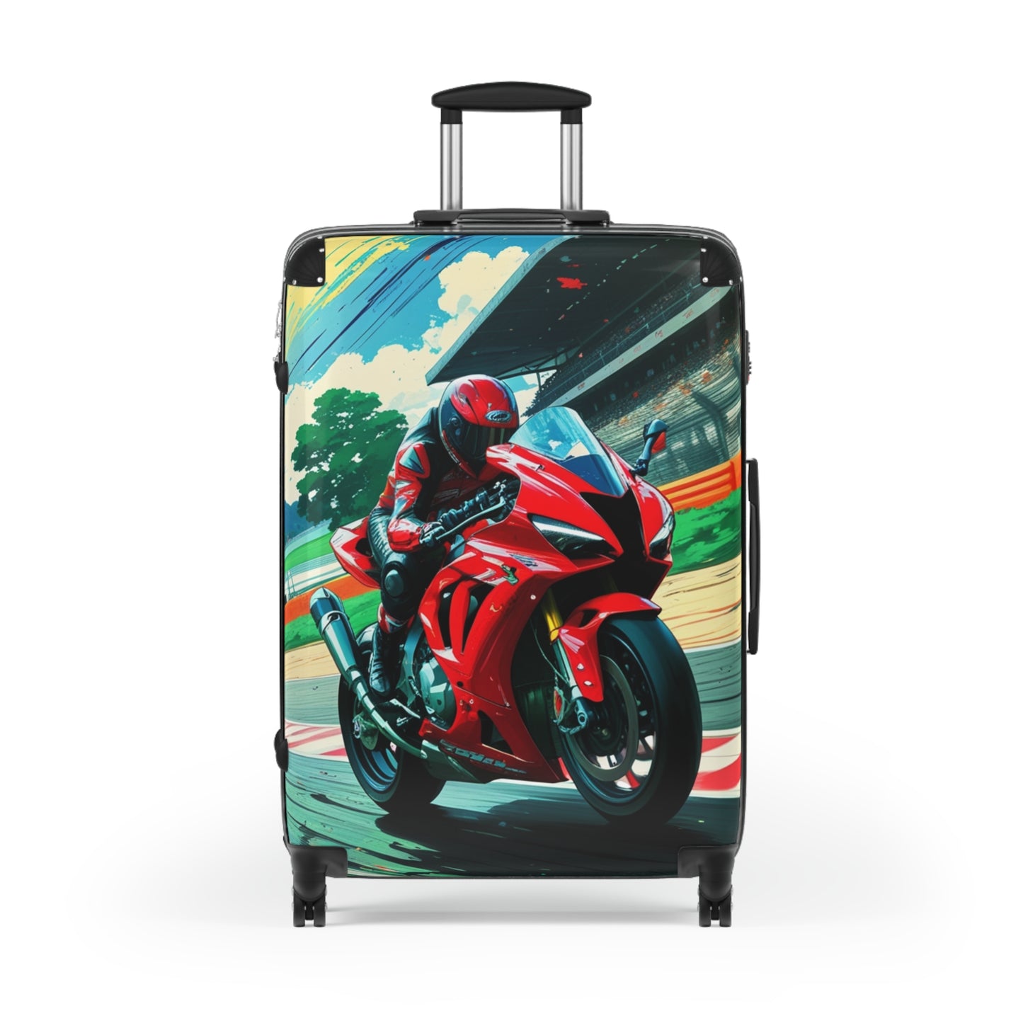 Motorcycle Racer Design Suitcase - Perfect for Adventurers and Travel Enthusiasts