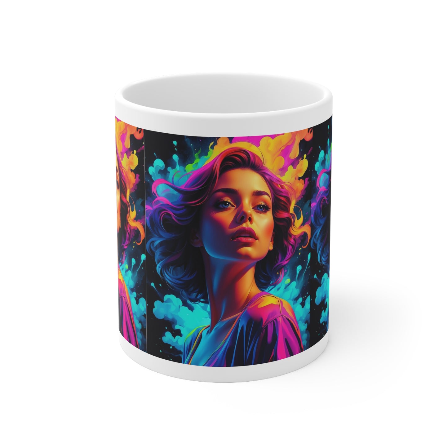 Holi Girl | HD Graphics | Festival of Colors | Vibrant | Coquette | Coffee | Tea | Hot Chocolate | 11oz | White Mug