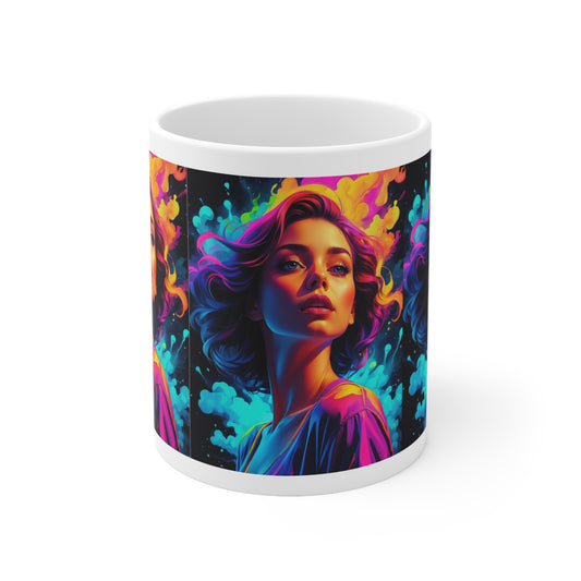 Holi Girl | HD Graphics | Festival of Colors | Vibrant | Coquette | Coffee | Tea | Hot Chocolate | 11oz | White Mug