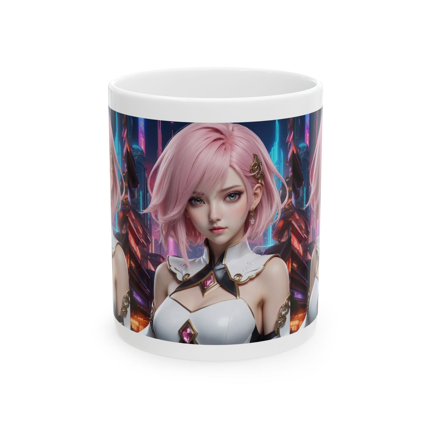Kawaii Desu | Cute | Anime | CGI | Gamer | Fantasy Girl | Geek Gift | HD Graphics | Weeb | Waifu | Coffee | Tea | Hot Chocolate | Ceramic Mug | 11oz
