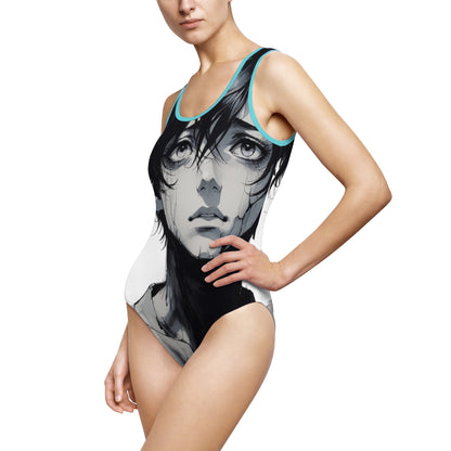 Artistic Women One-Piece Swimsuit - Bold Design for Beach Days