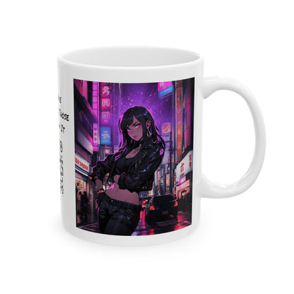 After Glow | HD Graphic | Anime | City | Pretty Girl | Neon Colors | Coffee | Tea | Hot Chocolate | 11oz | White Mug