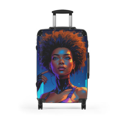 Artistic Suitcase with Afro Woman Design - Perfect for Travel Enthusiasts