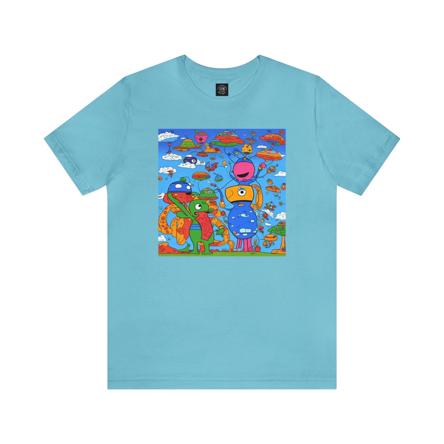 Abstraction | Abstract | Art | Colorful | Trendy | Graphic | Funny | UFO | Aliens | Tee | T-Shirt | Unisex | Men's | Women's |Short Sleeve