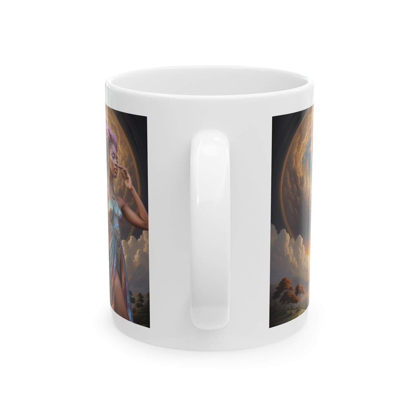 Morning Glory | HD Graphic | Black Woman | Goddess Vibes | Artistic | Coffee | Tea | Hot Chocolate | 11oz | White Mug