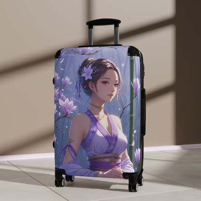 Serene Floral Art Suitcase - Stylish Travel Luggage for Women