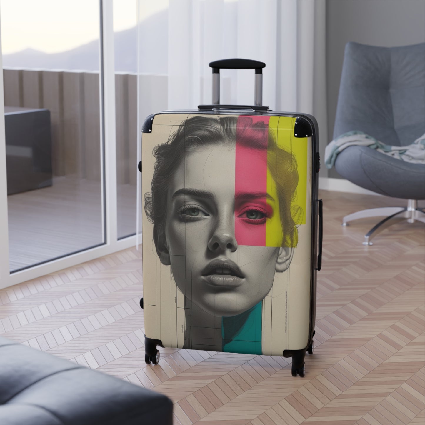 Chic Graphic Suitcase – Stylish Travel Luggage for Trendsetters