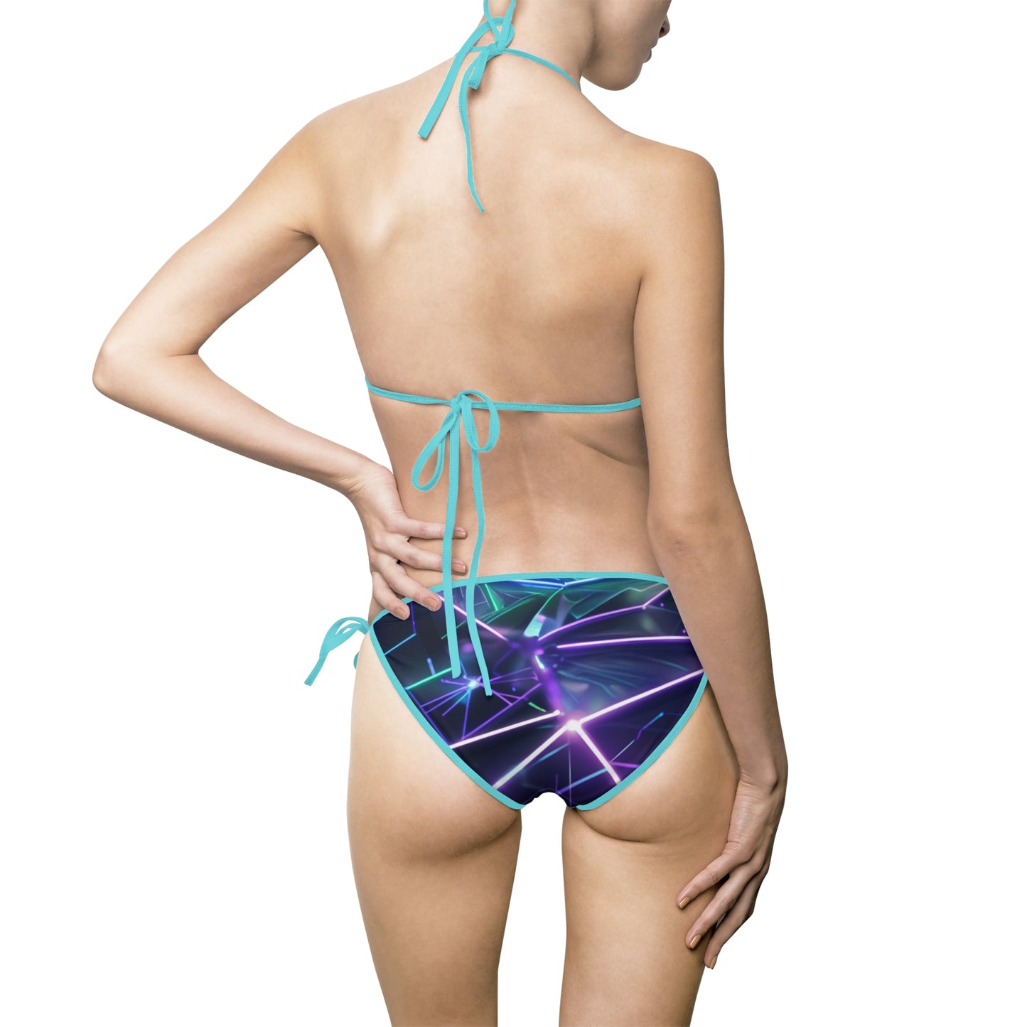 Vibrant Neon Tunnel Women's Bikini Swimsuit - Halter Top Beachwear