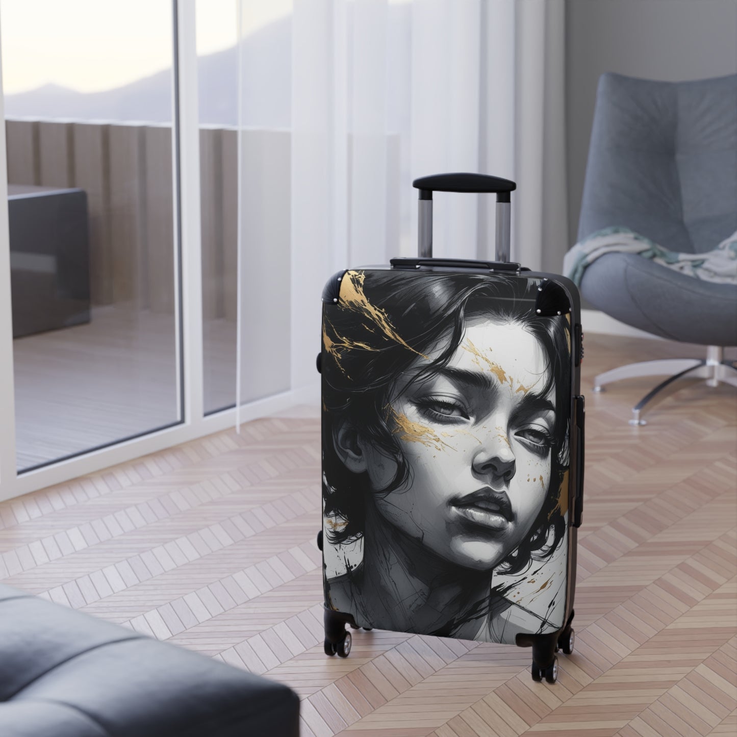 Artistic Carry-On Suitcase with Elegant Design