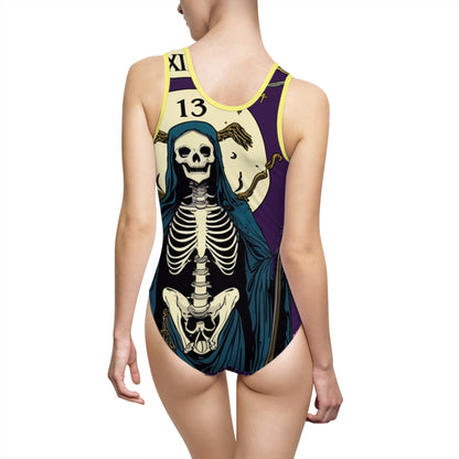 Skeleton Witch Women's One-Piece Swimsuit - Halloween Inspired Swimwear