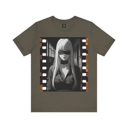Vintage Style Unisex Jersey Tee with Edgy Filmstrip Design