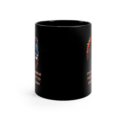 Neon Lion | Inspirational Quote | Cool Design | Coffee | Tea | Hot Chocolate | Ceramic | 11oz | Black Mug