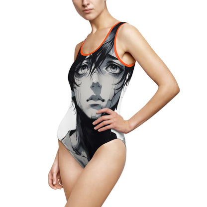 Artistic Women One-Piece Swimsuit - Bold Design for Beach Days