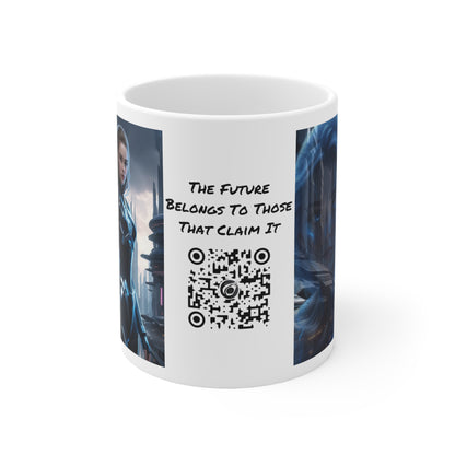 The Allure of Tomorrow | HD Graphic | Sci-Fi | Fantasy Girl | Tech Glam | Digital Beauty | Coffee | Tea | Hot Chocolate | 11oz | White Mug
