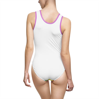 Rainbow Women's Classic (No Pride Graphic) One-Piece Swimsuit - Rainbow Fist & Text Design
