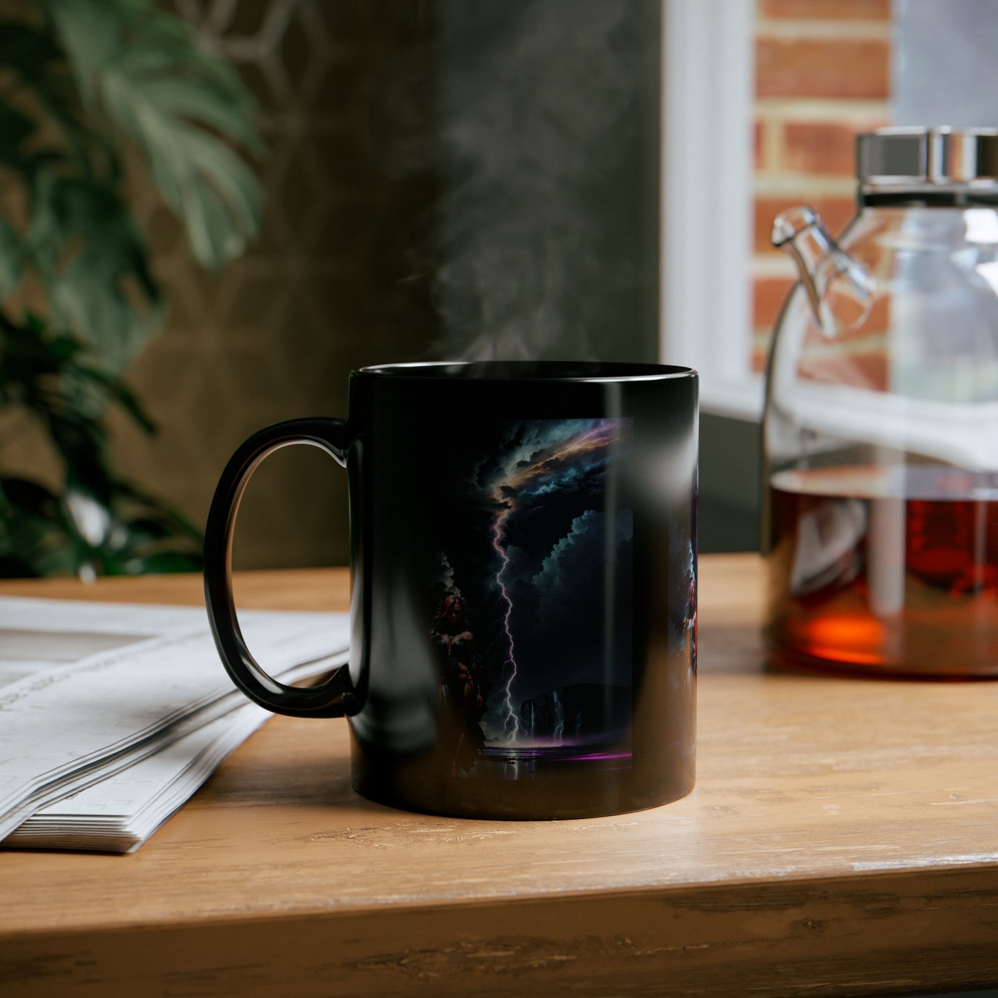 Lightning Crashes |  Anime Gift | Fantasy Girl | Nature's Fury | Sci Fi | Futuristic | HD Graphics | Coffee | Tea | Hot Chocolate | 11oz | Black Mug