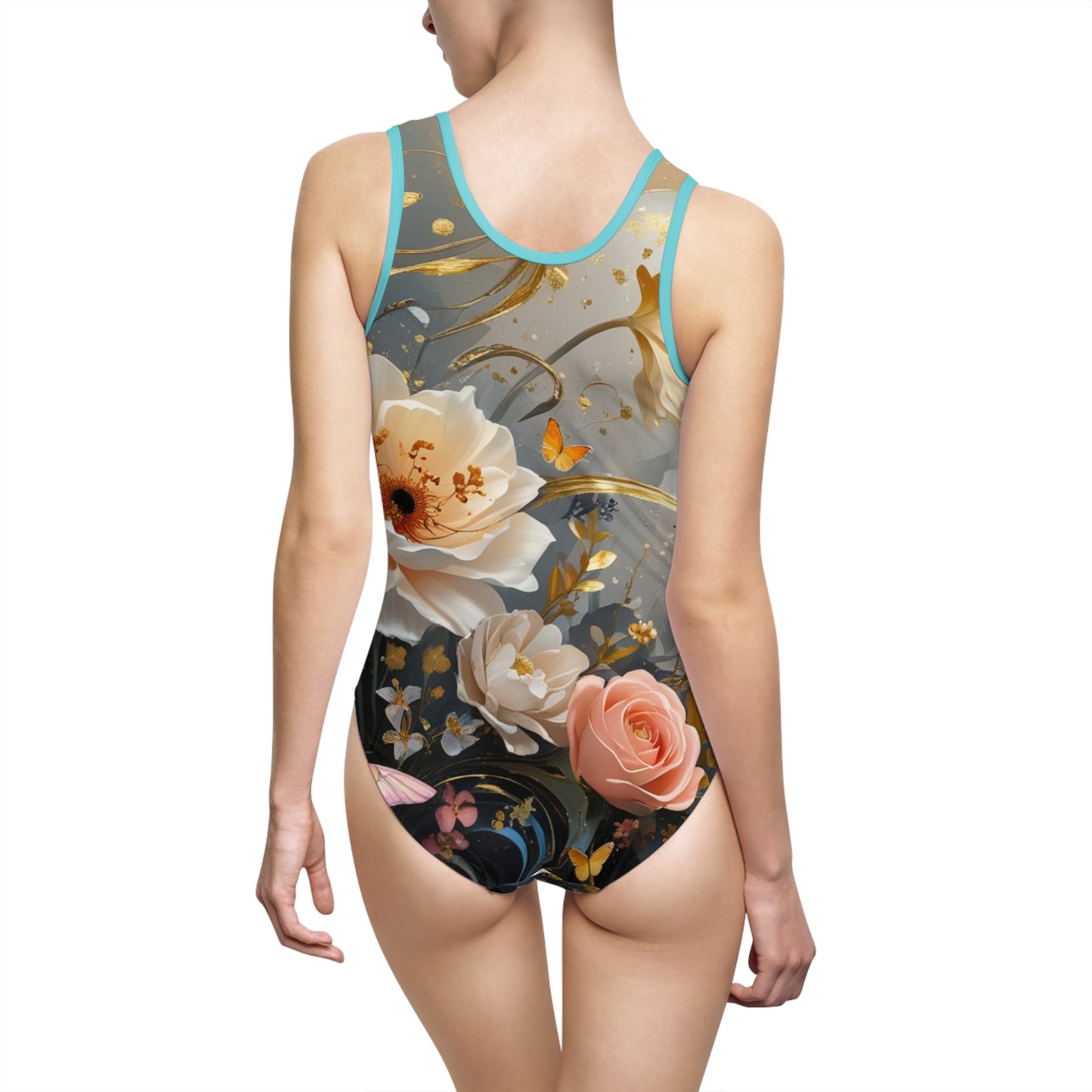 Floral Elegance Women's Classic One-Piece Swimsuit - Perfect for Summer Beach Days