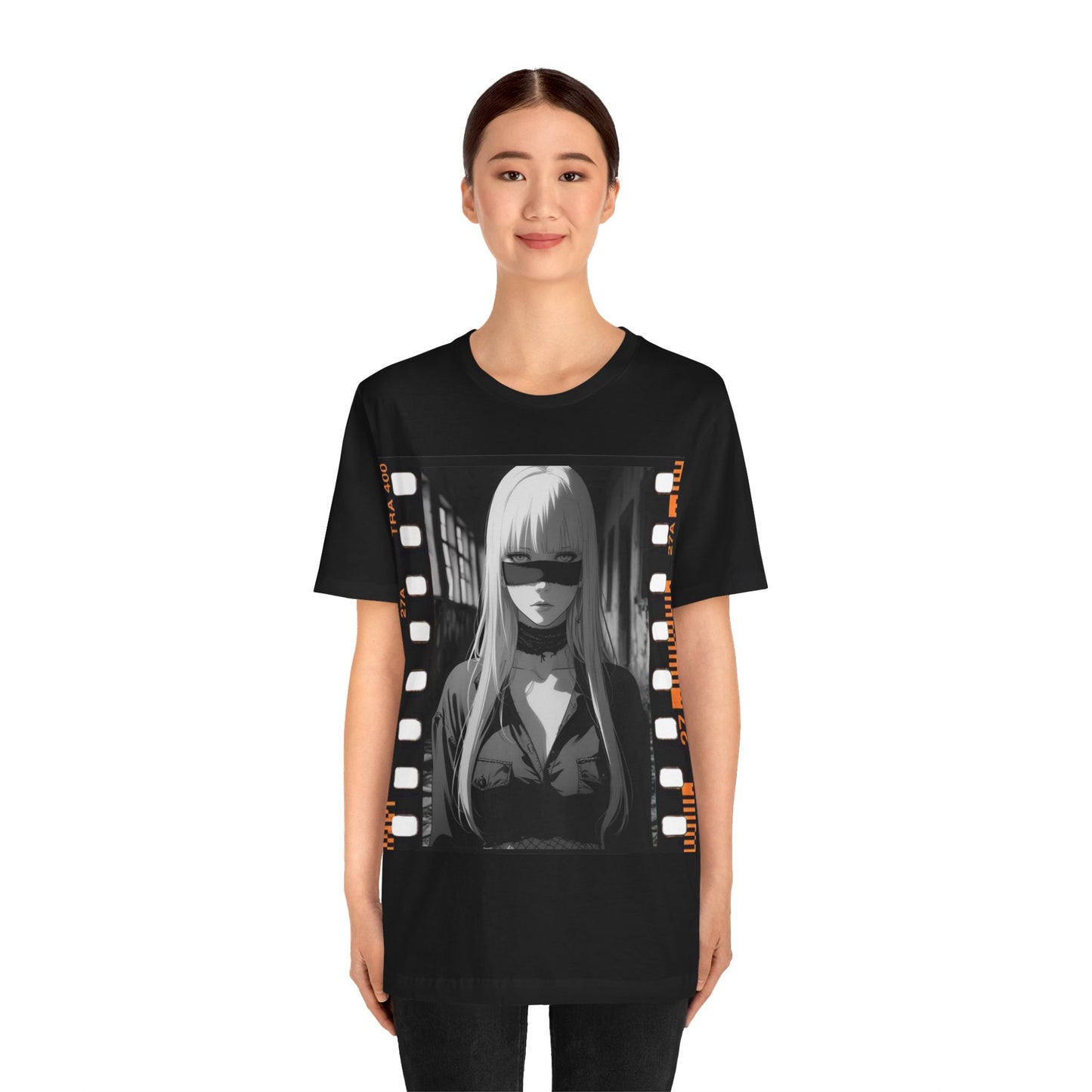 Vintage Style Unisex Jersey Tee with Edgy Filmstrip Design