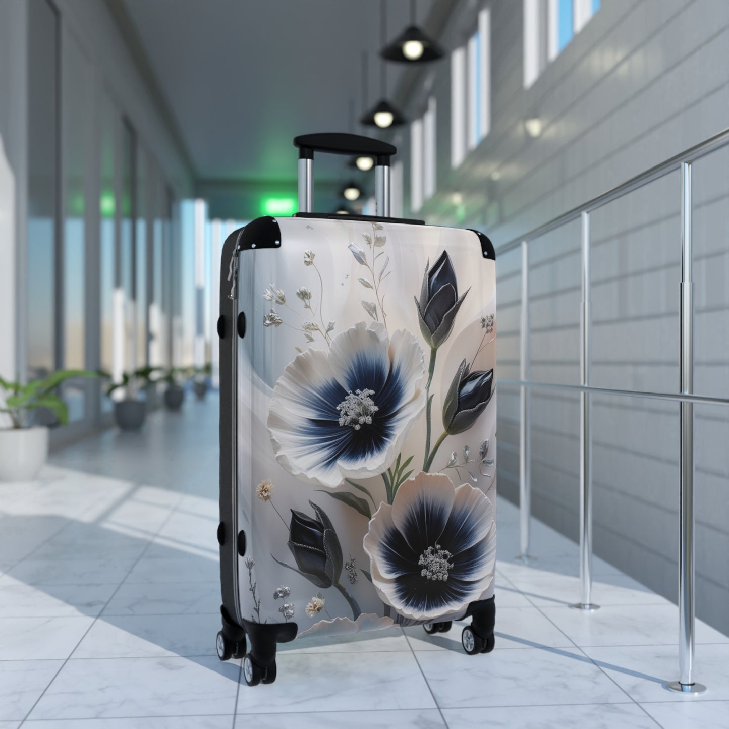 Floral Travel Suitcase - Elegant Carry-On for Stylish Journeys