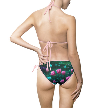 Women's Floral Dreamscape Print Women's Bikini Swimsuit - Perfect for Summer Beach Days