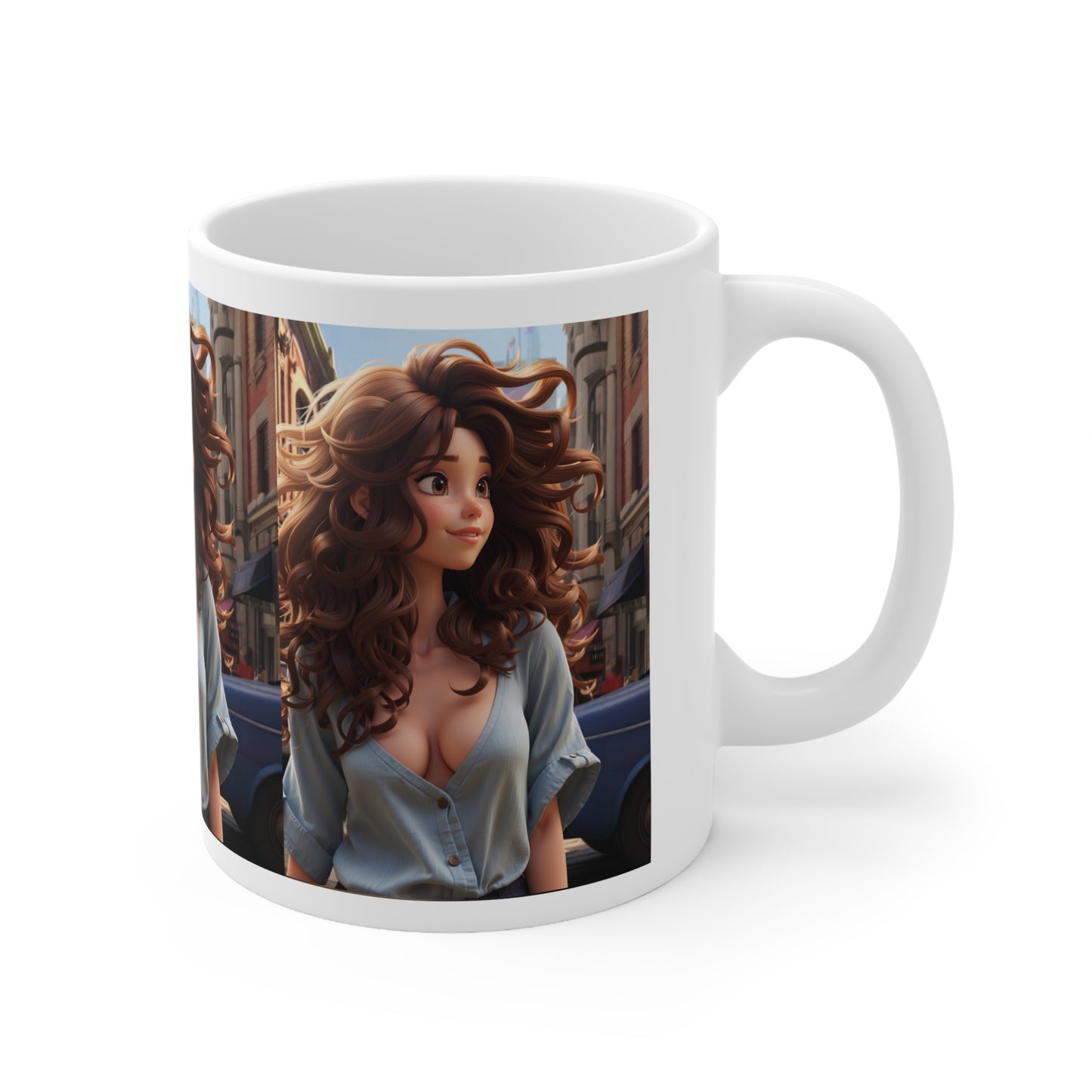 City Girl In A Digital World | Pixar Style Animation | Dream Girl | HD Graphic | Girl Power | Coffee | Tea | Hot Chocolate | Ceramic Mug | 11oz