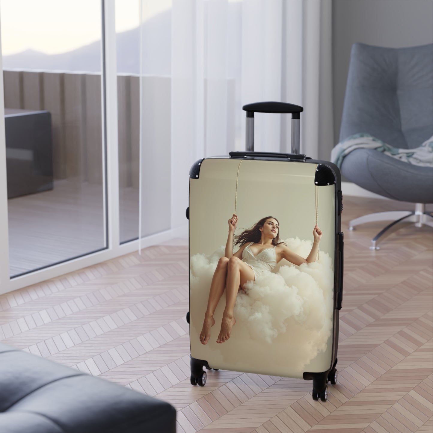 Dreamy Cloud Swing Suitcase - Travel in Style with Whimsical Design
