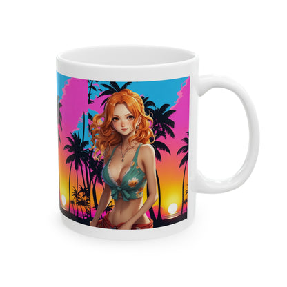 Summer Vibes |  Beach | Miami | Fun | Cute | Playful | HD Graphic | Coffee | Tea | Hot Chocolate | Ceramic Mug | 11oz