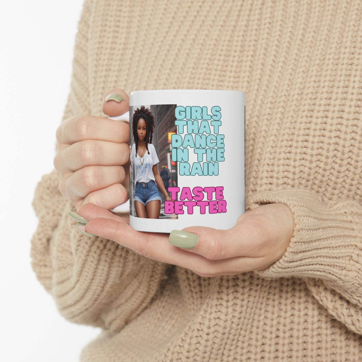 Rain Girl | Afrocentric | HD Graphic | Beautiful | Fantasy Girl | Nature Lovers | Coffee | Tea | Hot Chocolate | Ceramic Mug | 11oz