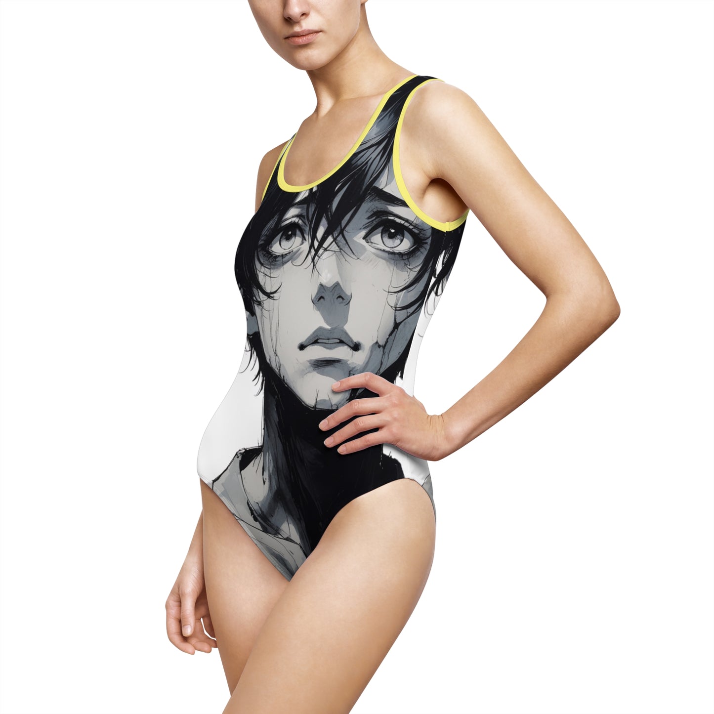 Artistic Women One-Piece Swimsuit - Bold Design for Beach Days