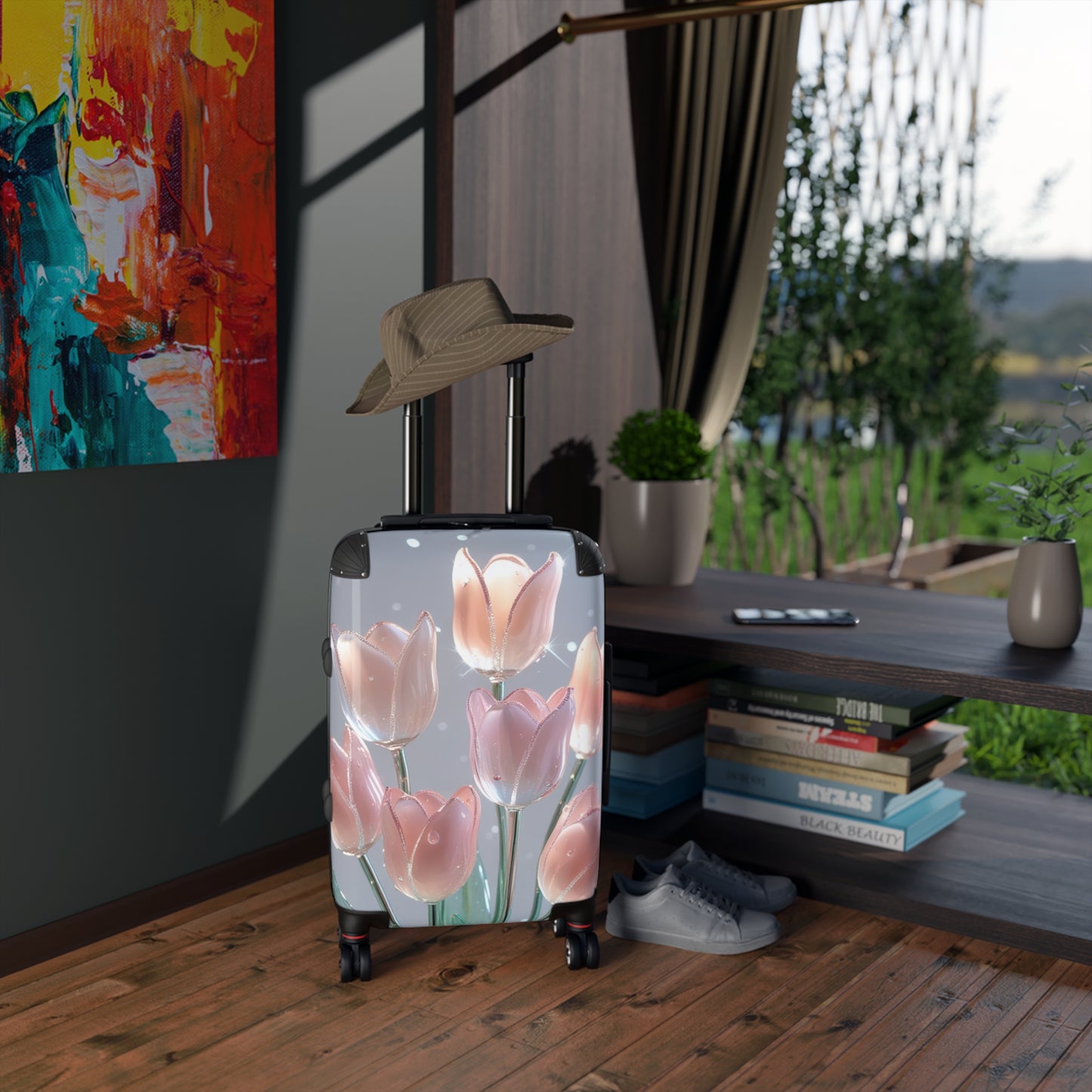 Glass Bouquet Design Suitcase - Travel in Style