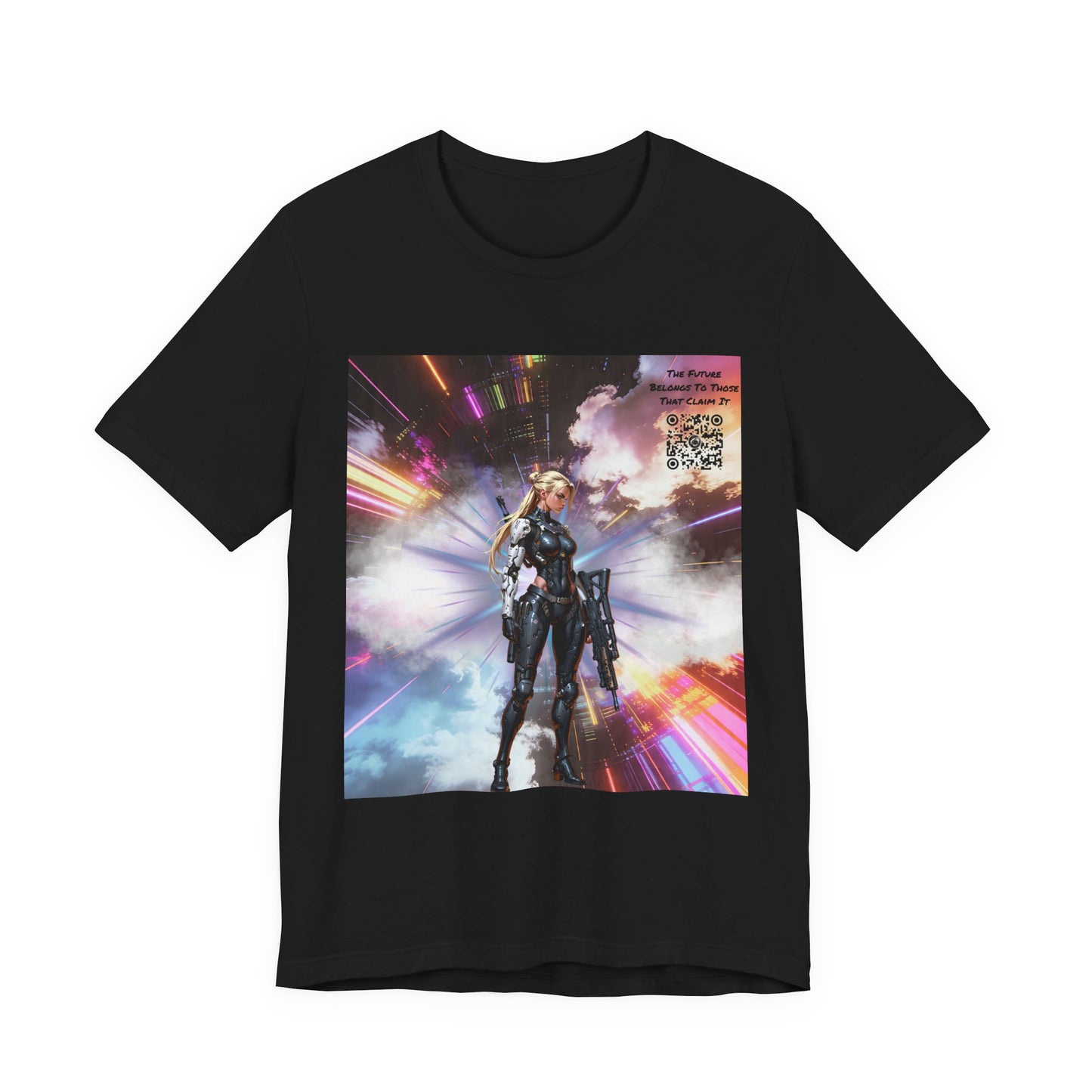 Sci‑Fi Warrior Graphic Tee — Futuristic Anime Battle Design