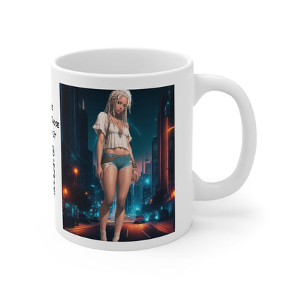 Night Shoot | Anime Gift | Fantasy Girl | City Lights | Sci Fi | Futuristic | HD Graphics | Coffee | Tea | Hot Chocolate | Ceramic Mug | 11oz