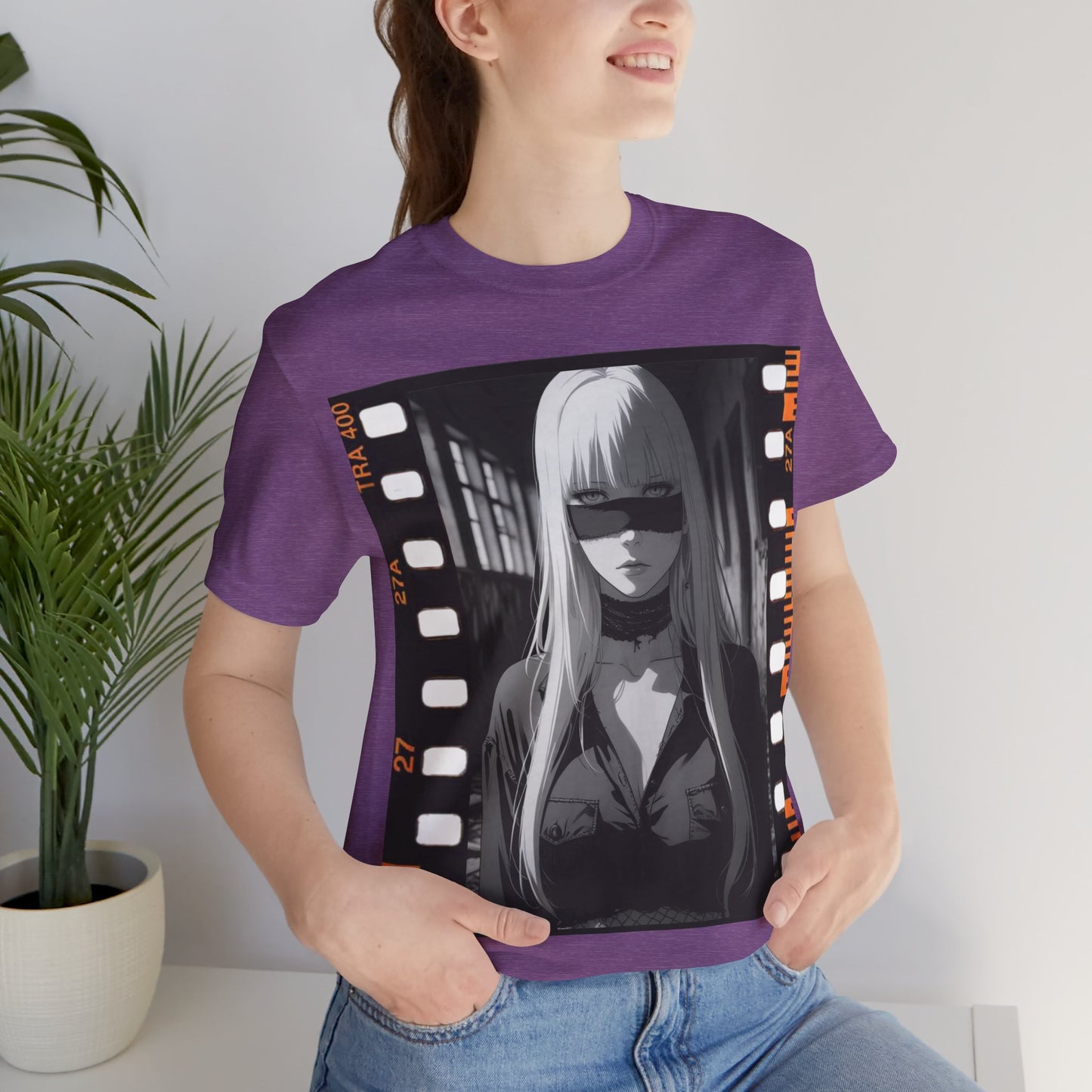 Vintage Style Unisex Jersey Tee with Edgy Filmstrip Design