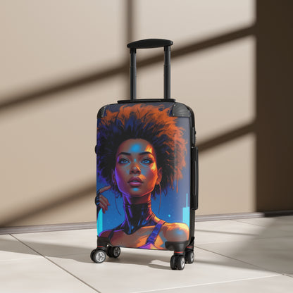 Artistic Suitcase with Afro Woman Design - Perfect for Travel Enthusiasts