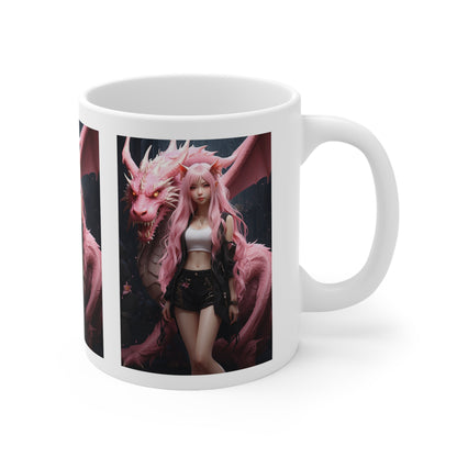 Dragon Lady | Fantasy | Anime | Gamer | HD Graphic | Coffee | Tea | Hot Chocolate | 11oz | White Mug