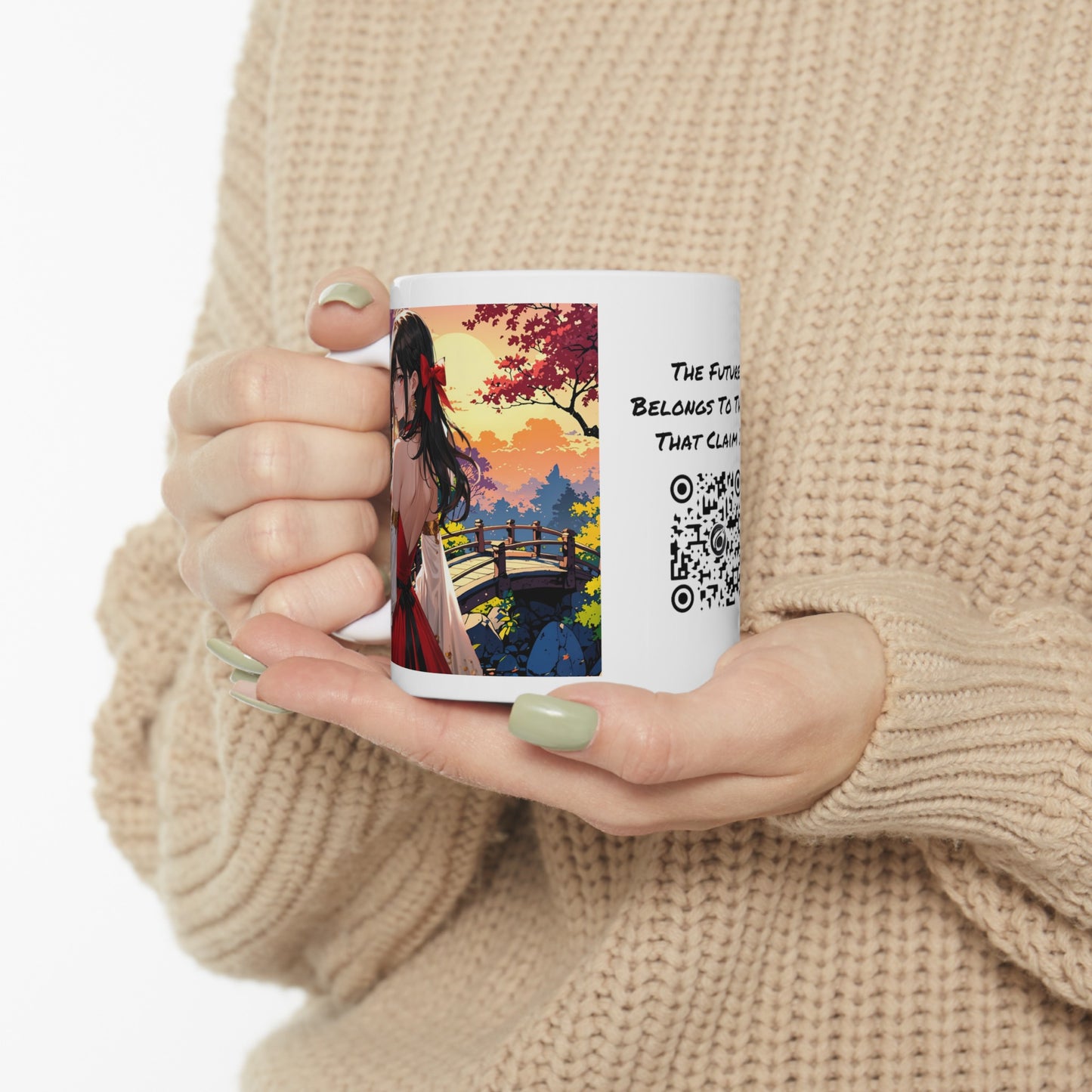 Utsukushī hana | HD Graphic | Anime Style | Pretty Girl | Coffee | Tea | Hot Chocolate | 11oz | White Mug