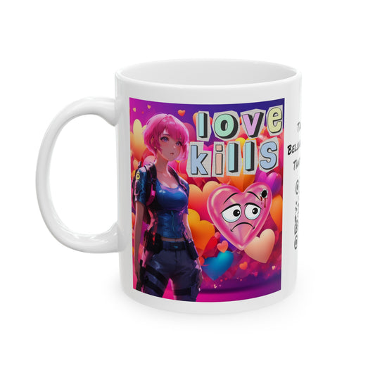 Love Kills | Cute | Anime | Hearts | Coffee | Tea | Hot Chocolate | 11oz | White Mug