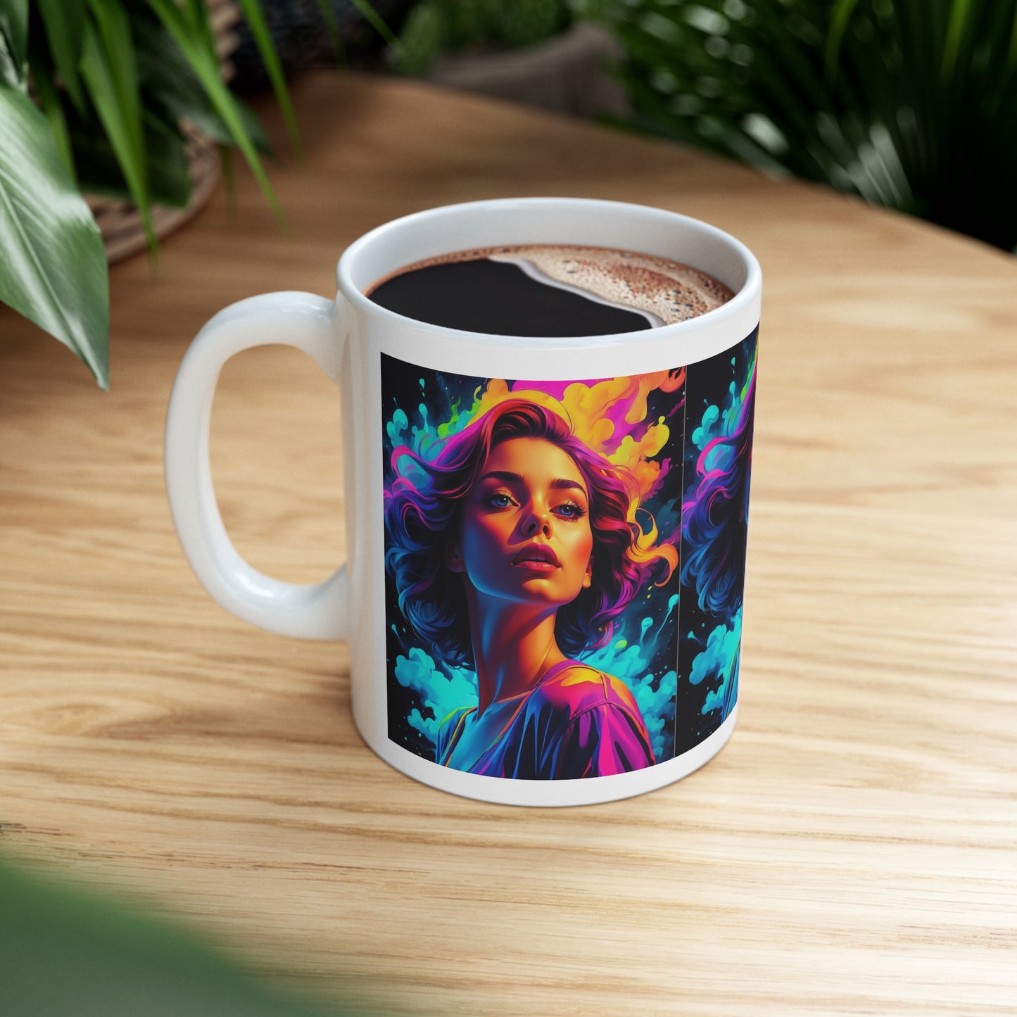 Holi Girl | HD Graphics | Festival of Colors | Vibrant | Coquette | Coffee | Tea | Hot Chocolate | 11oz | White Mug