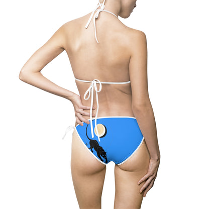 Moonlit Panther Women's Bikini Swimsuit - Blue Beachwear for Summer Fun