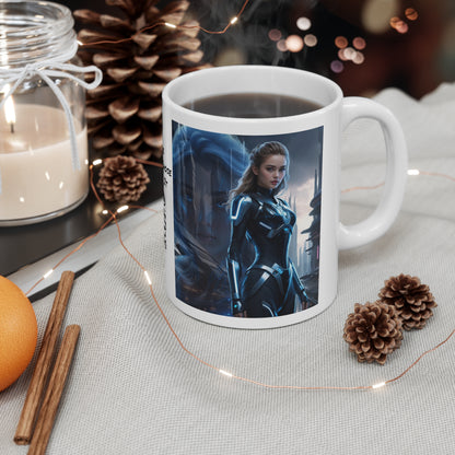 The Allure of Tomorrow | HD Graphic | Sci-Fi | Fantasy Girl | Tech Glam | Digital Beauty | Coffee | Tea | Hot Chocolate | 11oz | White Mug