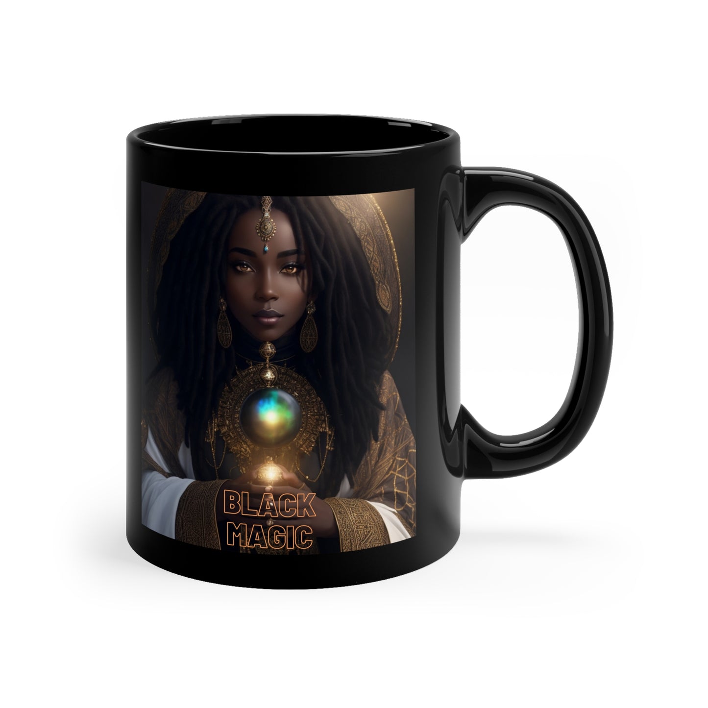 Black Magic Mug | Priestess | Afrocentric | HD Graphic | Teevolution | Strong Women | Coffee | Tea | Hot Chocolate | |11oz Black Mug
