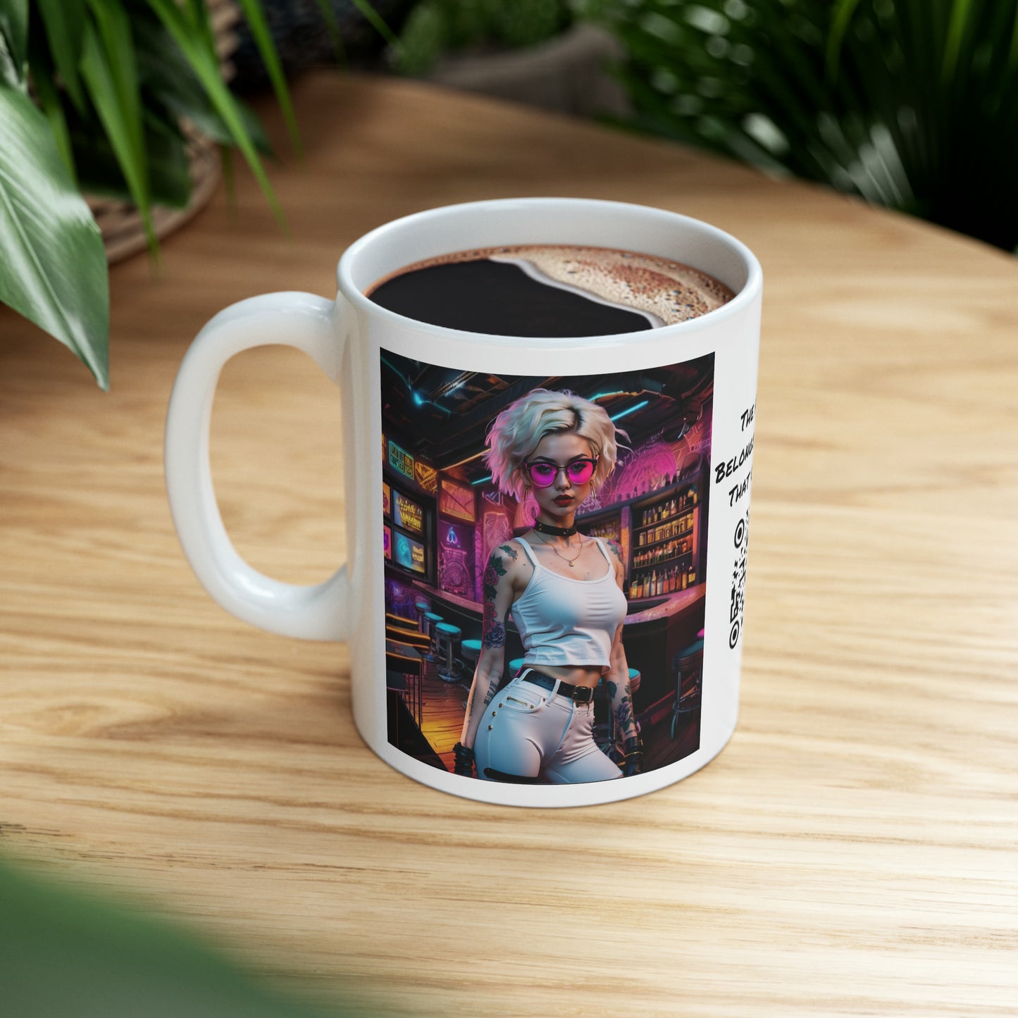 Bartender | HD Graphic | She Made Us Drinks To Drink, We Drunk Em | CyberPunk | Coffee | Tea | Hot Chocolate | 11oz | White Mug