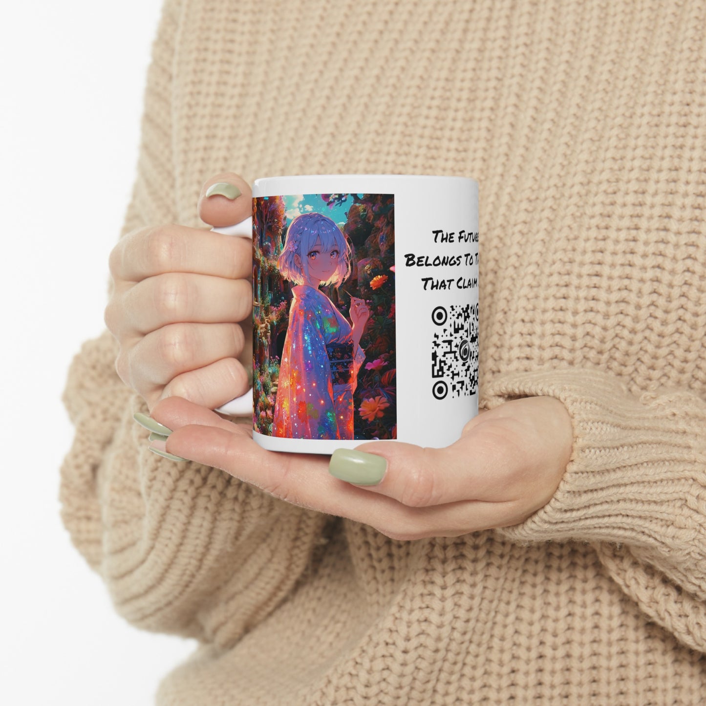 Floral Visions | HD Graphic| Anime | Pretty Girl | Coffee | Tea | Hot Chocolate | 11oz | White Mug